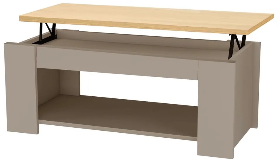 Szürke-natúr színű dohányzóasztal tölgyfa dekoros asztallappal 105x47 cm Emerald – Støraa