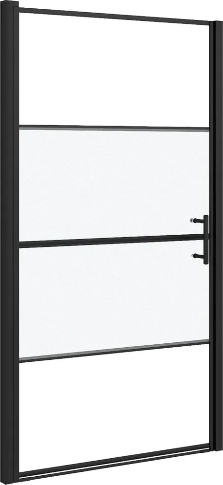 vidaXL fekete selyemmatt edzett üveg zuhanyajtó 100 x 178 cm