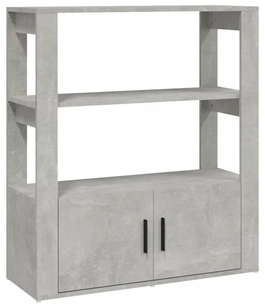 betonszürke szerelt fa tálalószekrény 80x30x90 cm