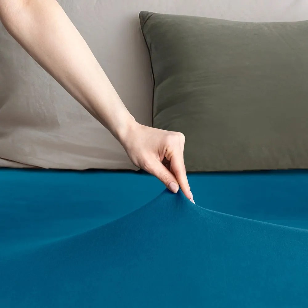 Petróleum színű gumis jersey lepedő 200x200 cm Amber – Restilo
