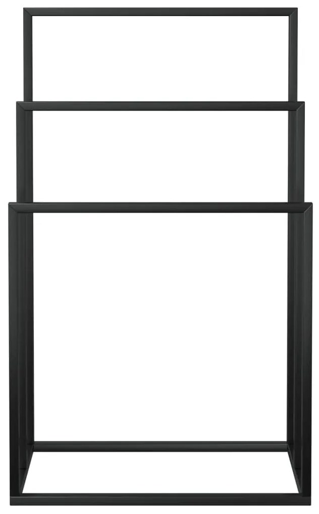 Fekete vas szabadon álló törölközőtartó 48 x 24 x 79 cm