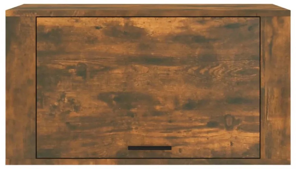 füstös tölgy színű tömör fenyőfa fali cipőszekrény 70x35x38 cm