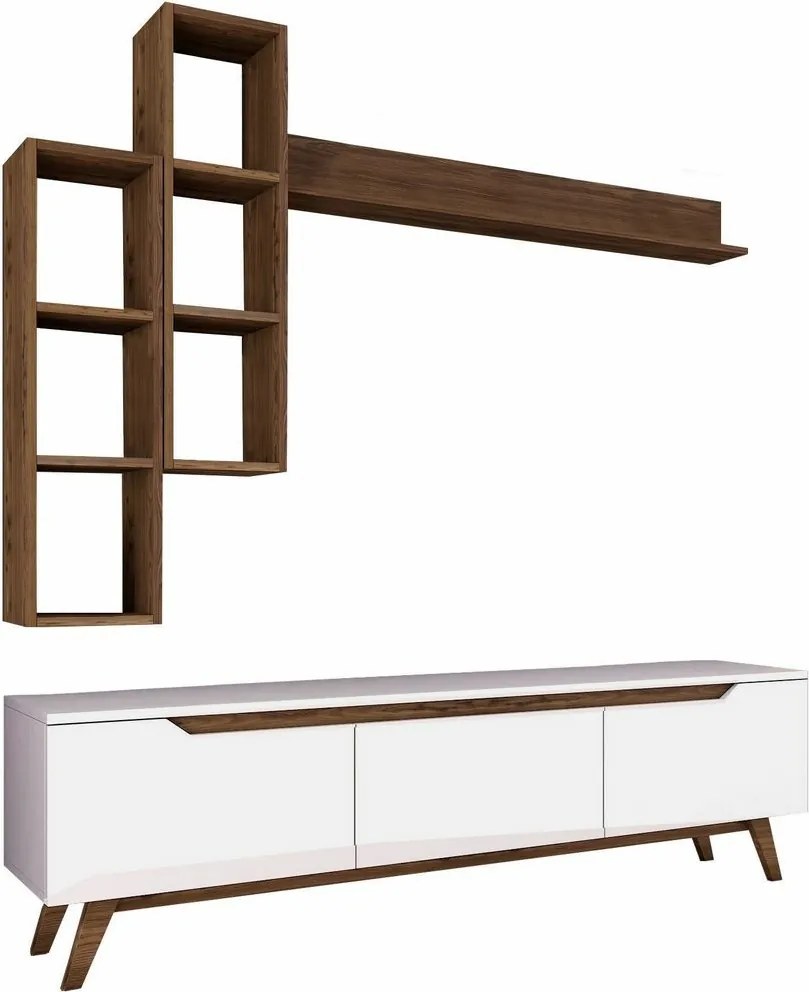 Mia Walnut and White TV fal