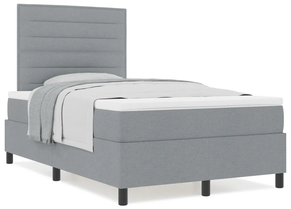 Box Spring Ágy Matraccal Világosszürke Kis Dupla Szövet