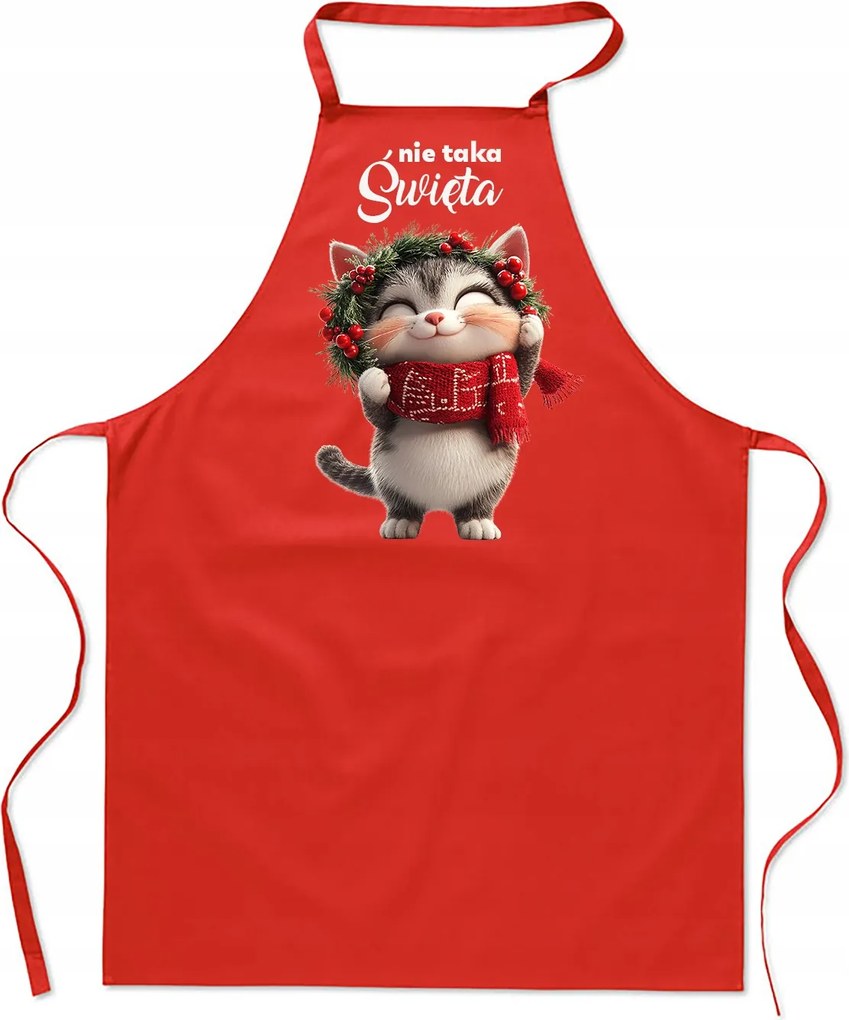 Női Konyhai Kötény férfi karácsonyi pamut nyomott mintás piros