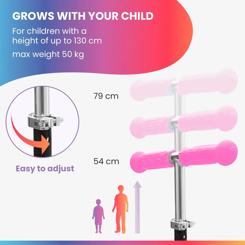 Fun pro ONE gyermek roller 3-6 éves korig LED kerekek összecsukható 50 kg-ig állítható magasságú