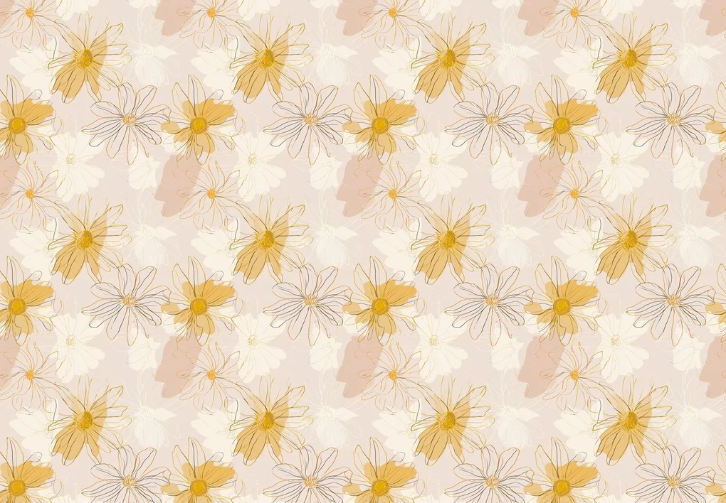 Fotótapéta - Margaréták bézs színekben (147x102 cm)