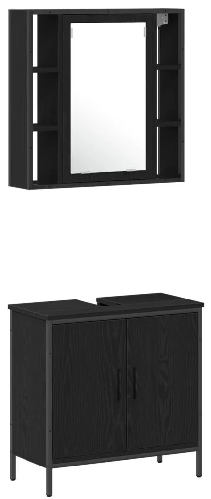 Fürdőszoba mosdószekrény Fekete tölgy 60x30x60 cm Bútorlap