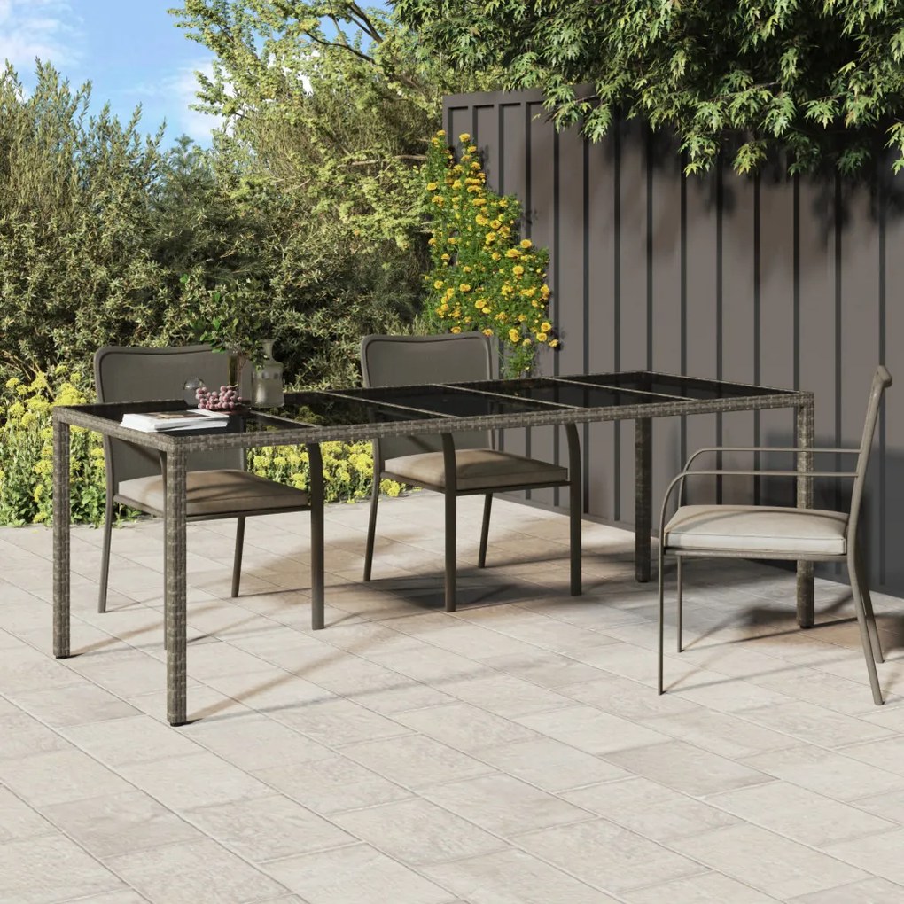 Kerti Étkezőasztal Szürke 250x100x75 cm Polirattan