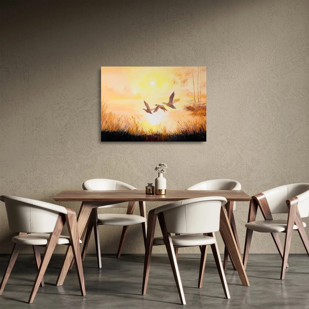 Kép - Daruk naplementekor (üvegen) (70x50 cm)