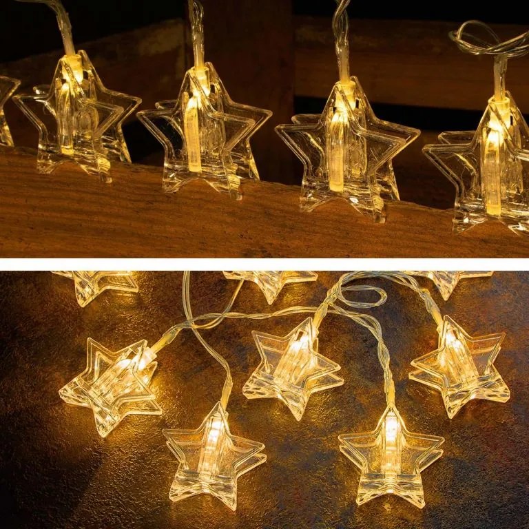 NEXOS Csillagos lánc 10 LED Meleg fehér