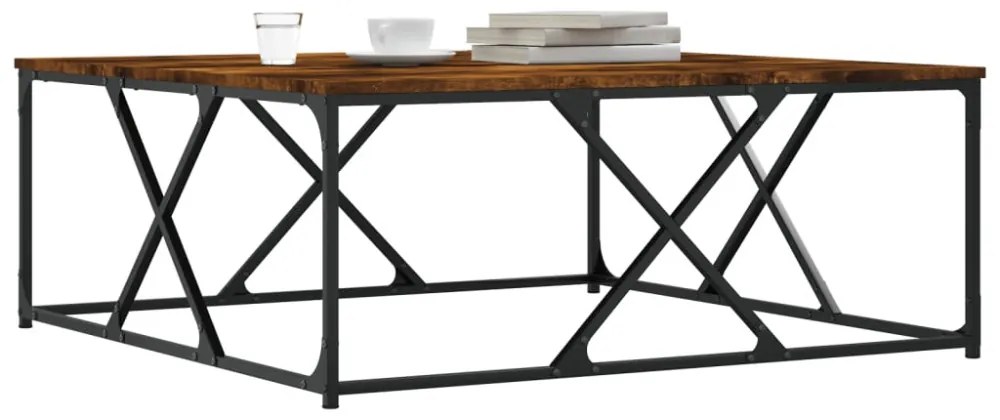 vidaXL füstös tölgy színű szerelt fa dohányzóasztal 100x100x40 cm