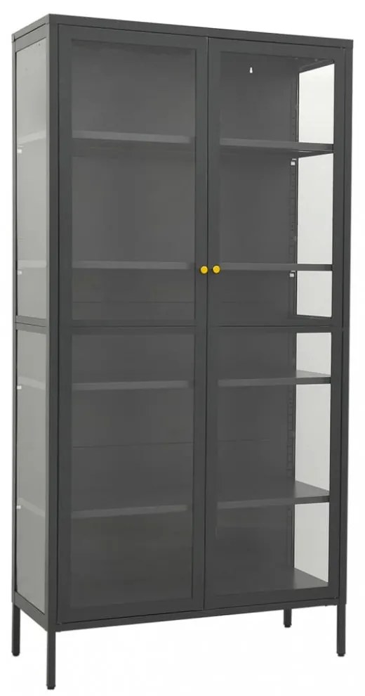 antracitszürke acél és edzett üveg vitrin 90 x 40 x 180 cm