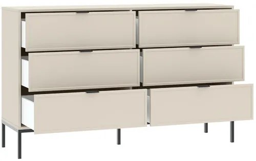 DECO komód bézs színben, 6 fiókkal, 150 cm