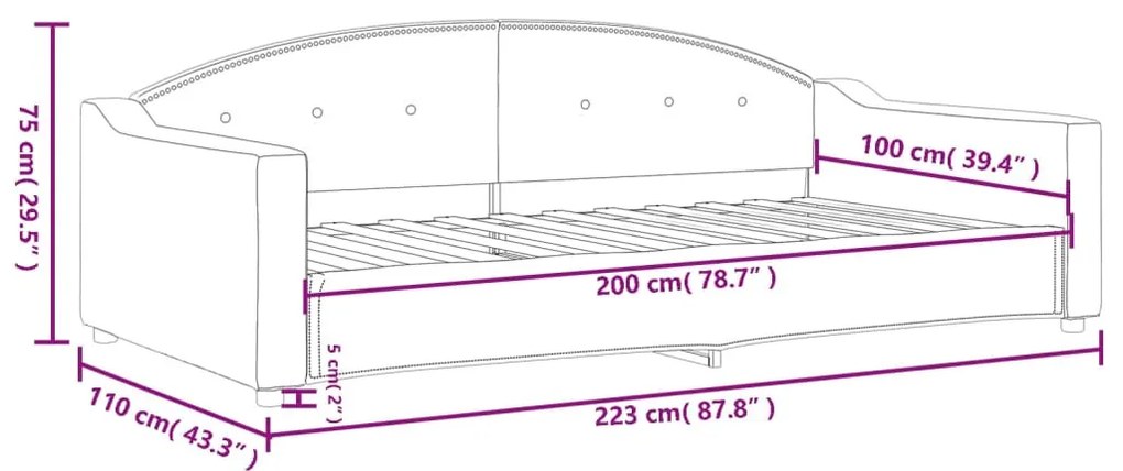tópszínű szövet kanapéágy 100 x 200 cm