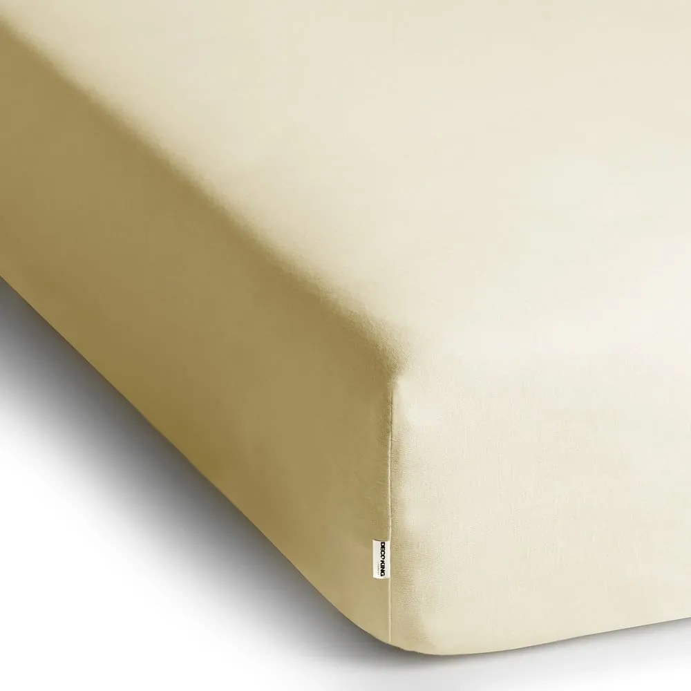 Krémszínű gumis jersey lepedő 220x200 cm Amber – Restilo