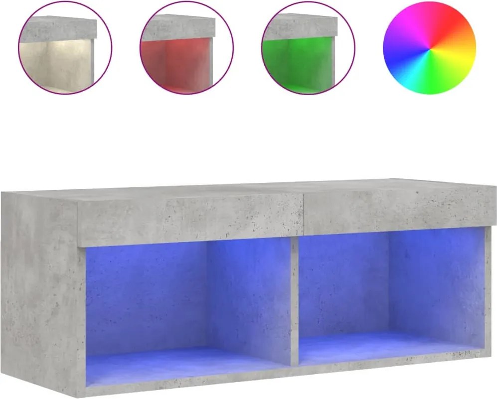 vidaXL betonszürke TV-szekrény LED-világítással 80 x 30 x 30 cm