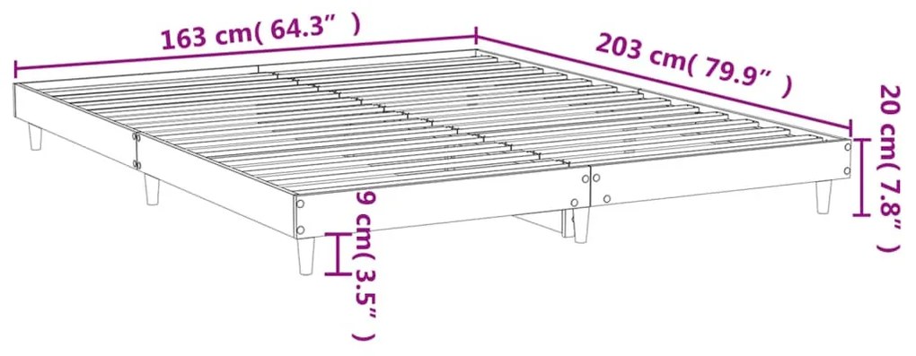 füstös tölgy színű szerelt fa ágykeret matrac nélkül 160x200 cm