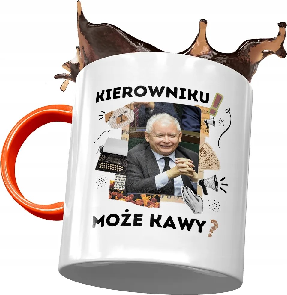 Jaroslaw Kaczynski Narancssárga Bögre Ajándék Nyomtatott Fotóval