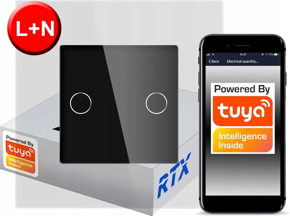 Érintőkapcsoló 2 obw.cz ZigBee Tuya Rtx Sh# L+n