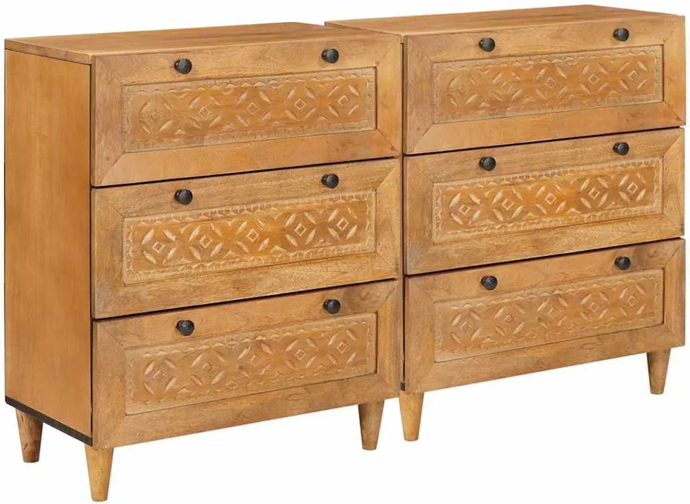 vidaXL Széf 2 pcs Barna 60 x 33 x 75 cm tömör mangófa