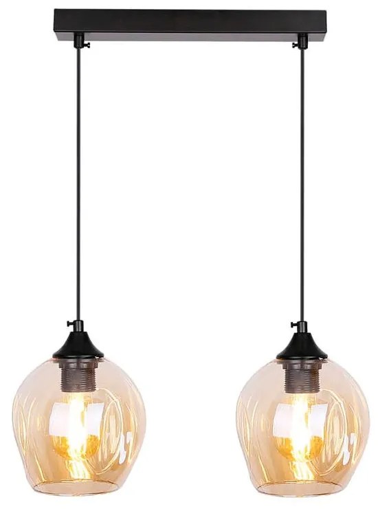 Fekete függőlámpa üveg búrával 14x48 cm Aspa – Candellux Lighting