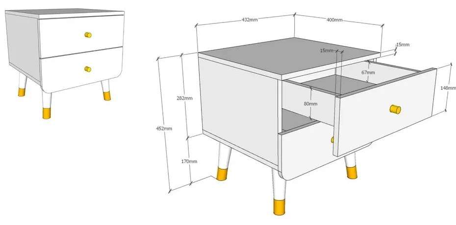 Billy rózsaszín gyerek borovi fenyő éjjeliszekrény - Vipack