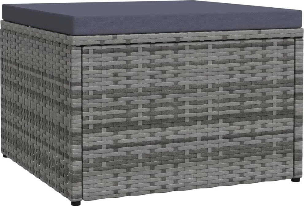 vidaXL szürke polyrattan kerti lábzsámoly párnával