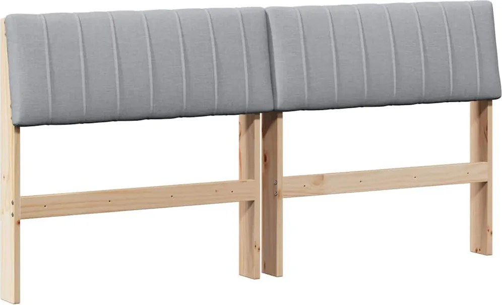 vidaXL Kárpitozott fejtámla Világosszürke 150 cm Tömör fenyőfa