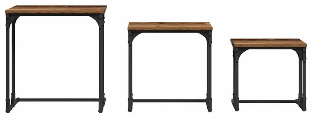 Fészkelt Kávézó Asztal 3 pcs Régi fa 50.5 x 35 x 53 cm Faanyag