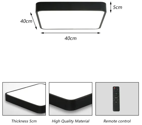Brilagi - LED állítható fényű POOL SQUARE LED/36W/230V 3000-6000K 40x40 cm fekete+DO