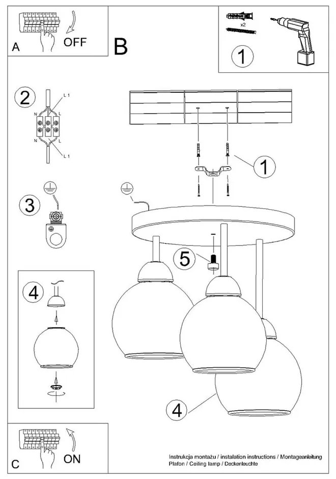 Fekete mennyezeti lámpa ø 15 cm Grande – Nice Lamps
