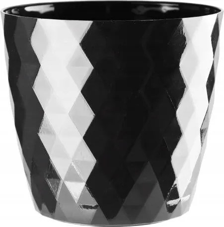 Virágtartó Fedő Műanyag Fekete Crystal 18 CM