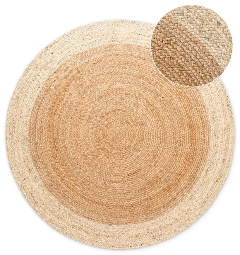 Natúr színű kétoldalas kézi szövésű kerek juta szőnyeg ø 200 cm Jutta Gold – Hanse Home