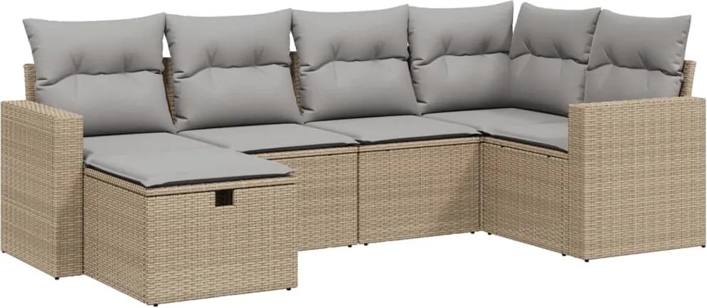 vidaXL 6 részes vegyes bézs polyrattan kerti ülőgarnitúra párnákkal