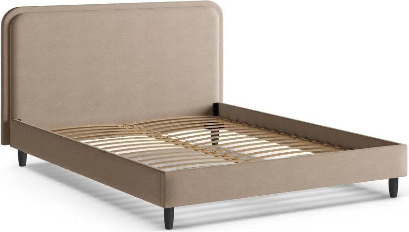 Szürkésbézs kárpitozott franciaágy ágyráccsal 200x200 cm Aveline – Micadoni