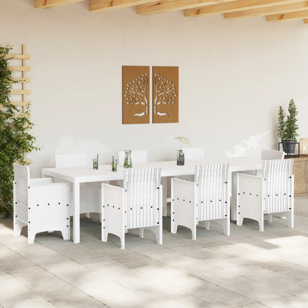 Fehér Kert Asztal 300x100x73 cm Poly Rattan
