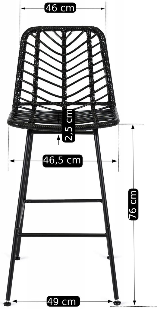 Rattan Bárszék Fekete Színben. JERRY