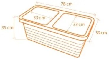 Plastia Berberis DUO öntöző virágláda, csokoládé, 78 cm