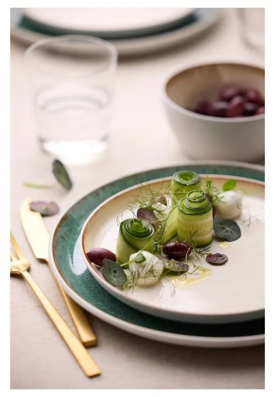 Fehér-zöld kőedény tányér ø 27 cm Gastro White/Green – Bitz