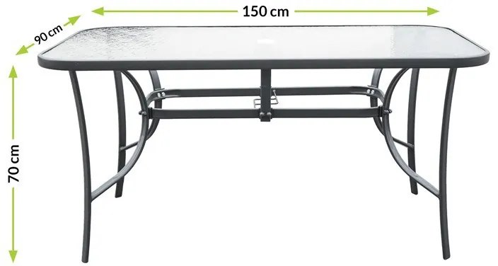 L150 Négyszögletes kerti asztal