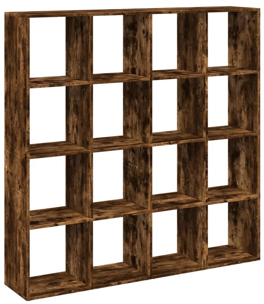 füstös tölgy színű szerelt fa könyvszekrény 137,5x29x137,5 cm