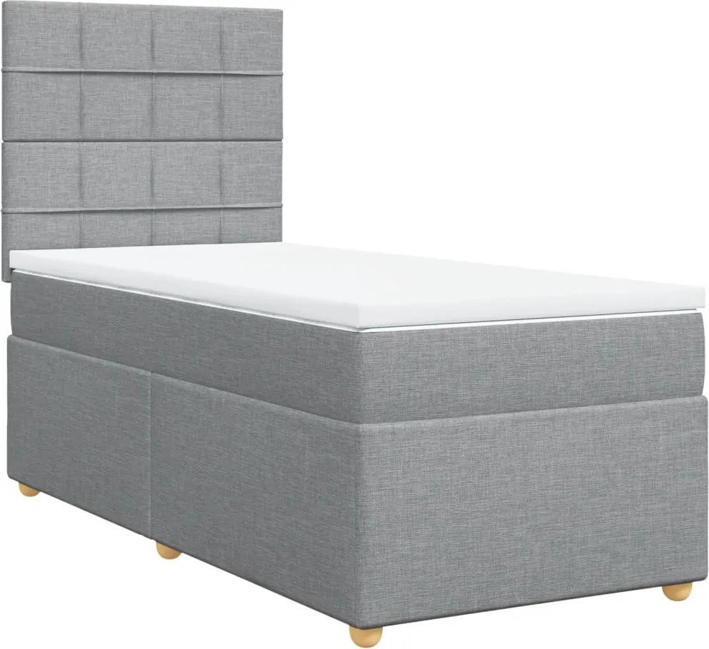 vidaXL világosszürke szövet rugós ágy matraccal 80 x 200 cm
