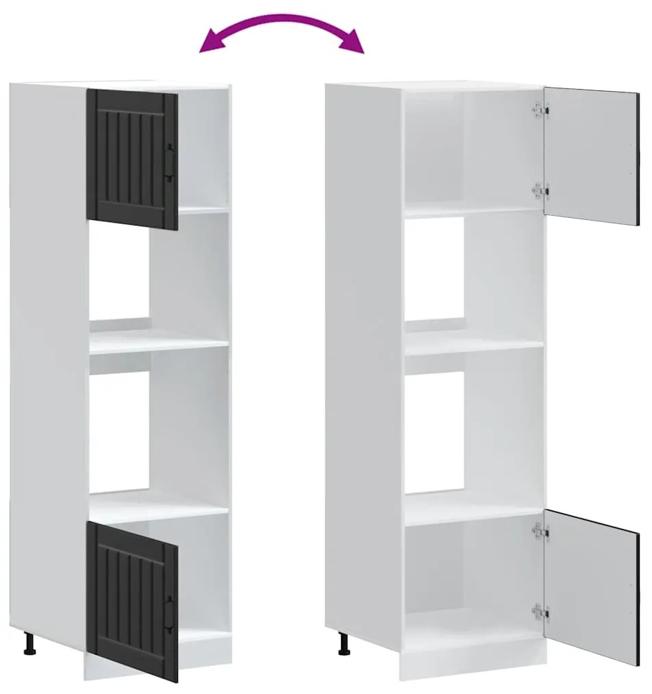 Lucca 2 db fekete színű szerelt fa sütőszekrények