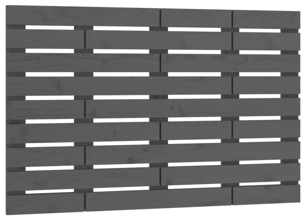 szürke tömör fenyőfa fali fejtámla 106 x 3 x 63 cm