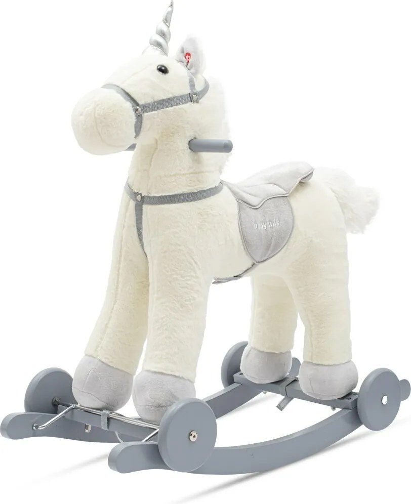 Baby Mix Hintaló játék dallammal és kerekekkel Unicorn fehér, 64 x 35 x 60 cm