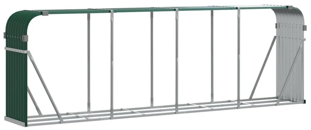 zöld horganyzott acél fatörzstartó 300 x 45 x 100 cm