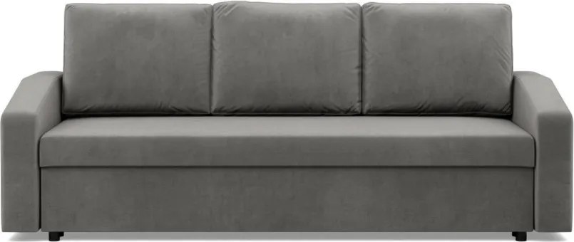 Zeus kanapéágy, bársony, bonell töltet, döntött kartámasz, világosszürke