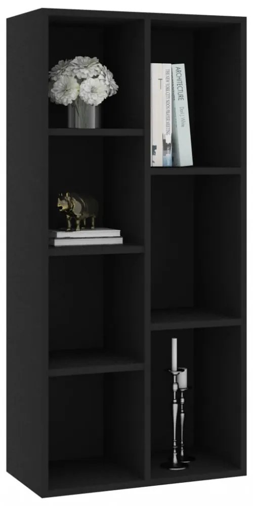 fekete szerelt fa könyvszekrény 50 x 25 x 106 cm
