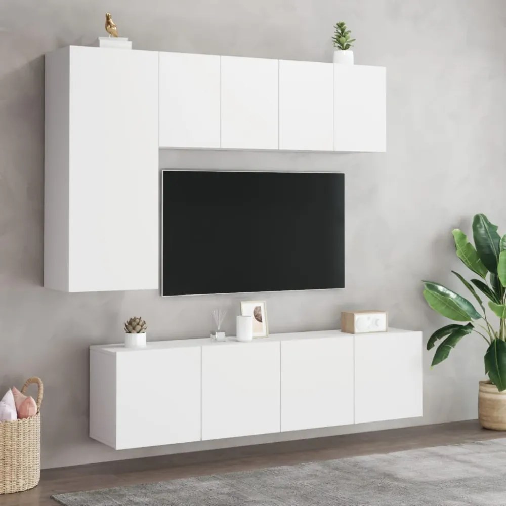 2 db fehér falra szerelhető TV-szekrény 60 x 30 x 41 cm